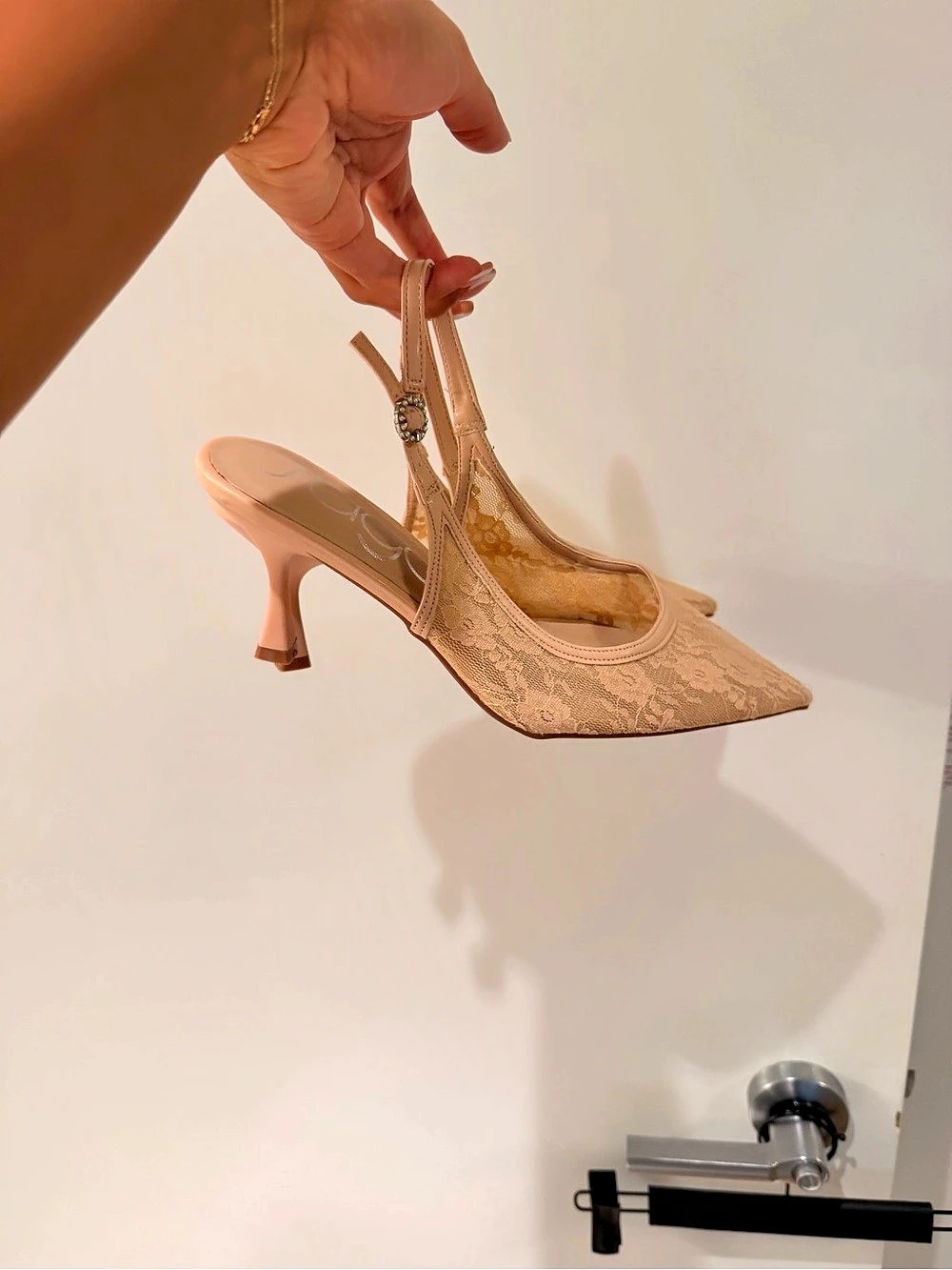 Sugar Floral Lace Slingback Heels in Pink